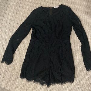 Love Riche black floral lace long sleeve romper